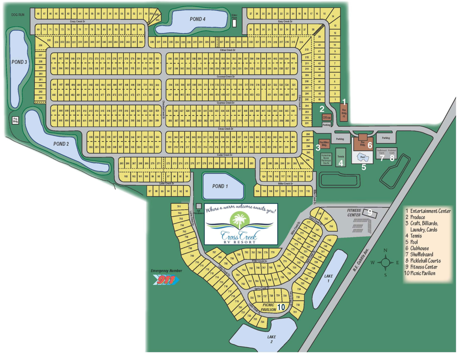 Cross Creek RV Resort | South Floridas Finest Winter Living | Resort Map